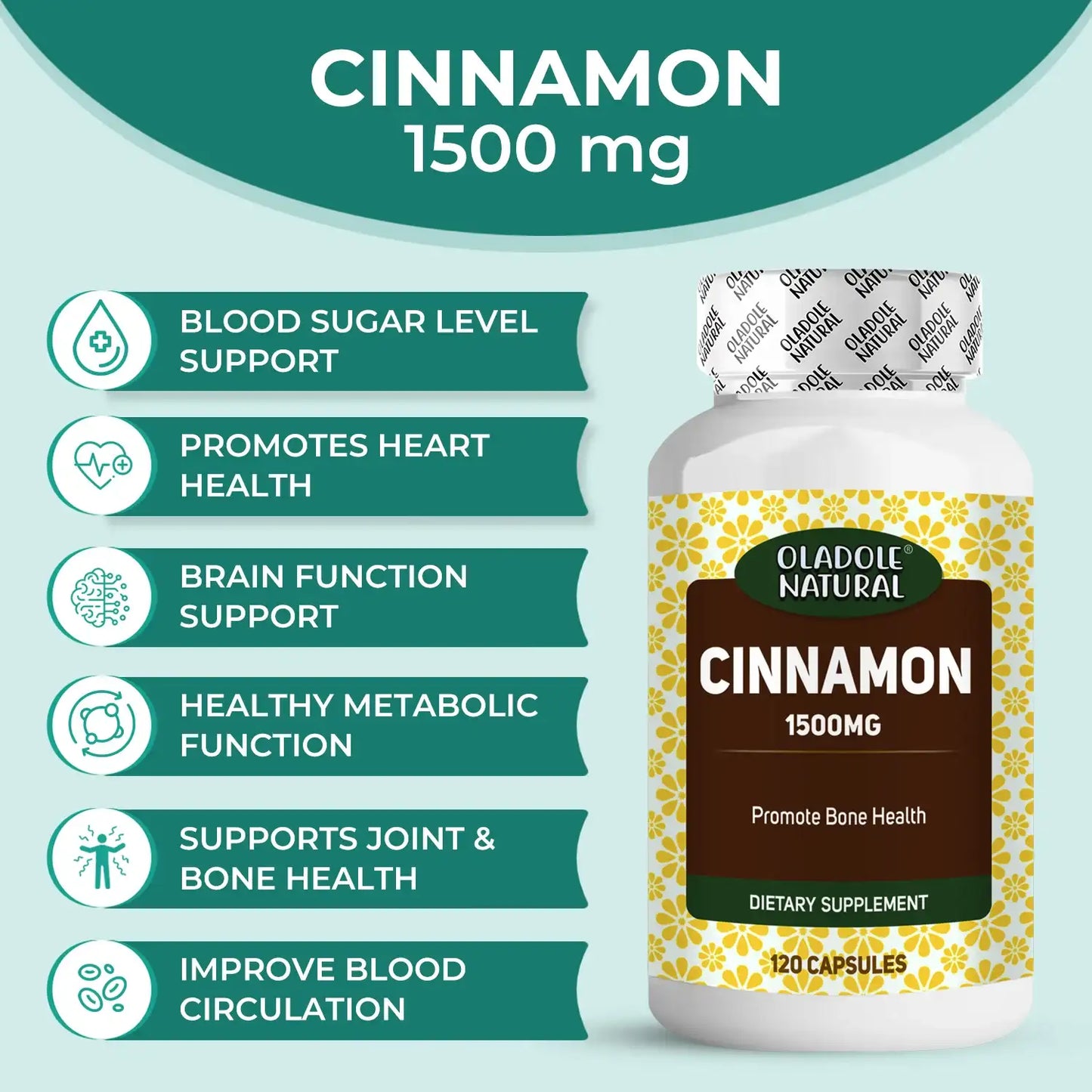 Oladole Natural Cinnamon 1500mg 120 Capsules