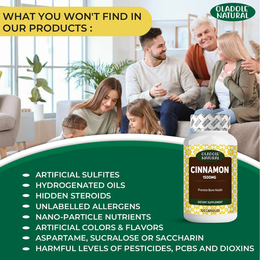Oladole Natural Cinnamon 1500mg 120 Capsules