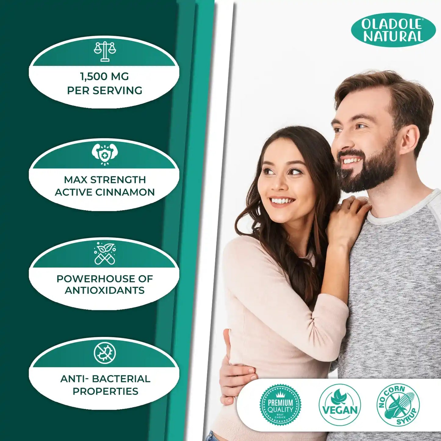Oladole Natural Cinnamon 1500mg 120 Capsules