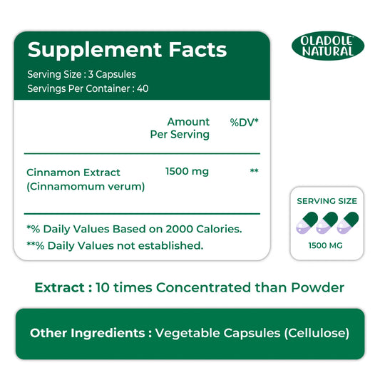 Oladole Natural Cinnamon 1500mg 120 Capsules