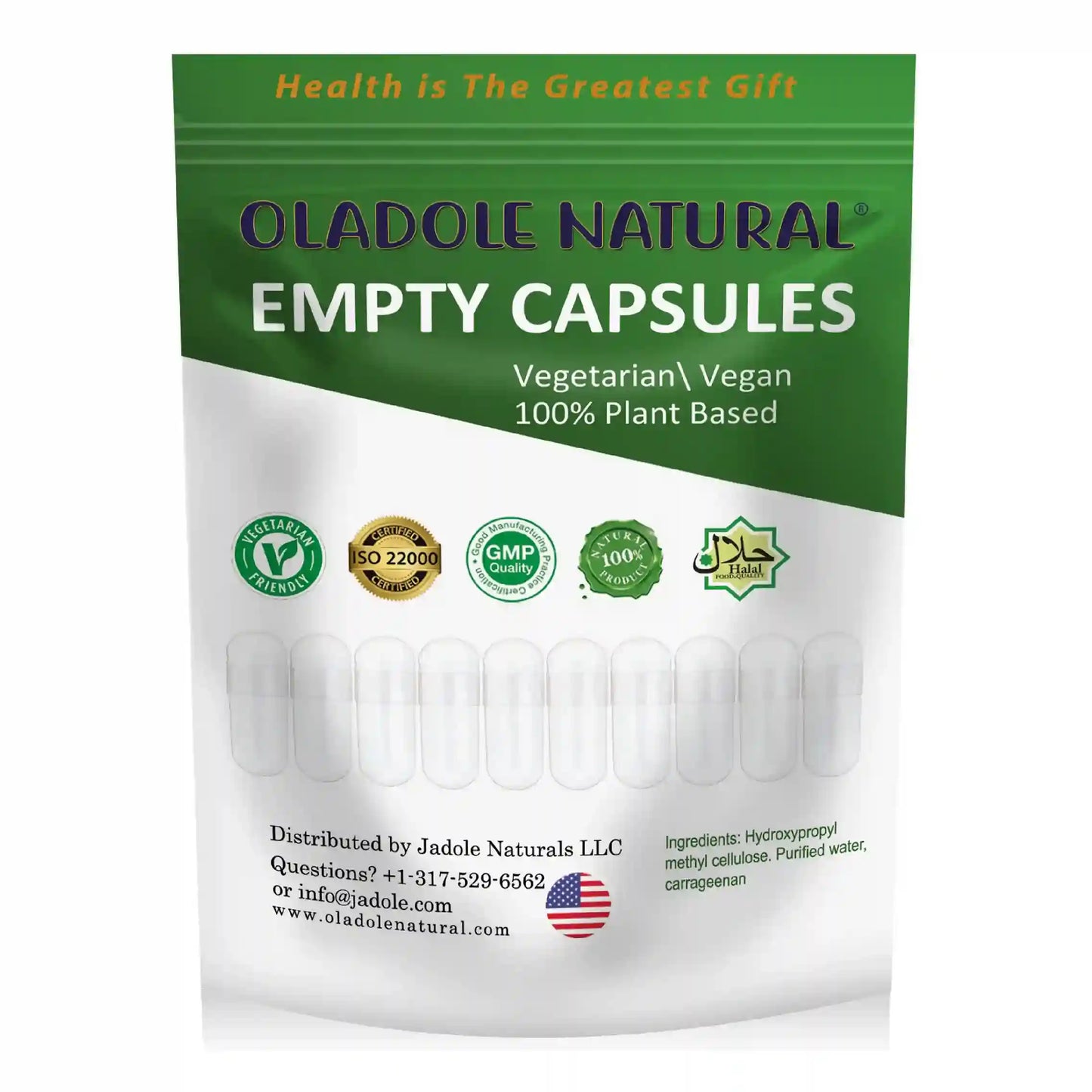 Oladole Natural Empty Capsules Size 0 Vegetarian Halal Plant Based, 25g