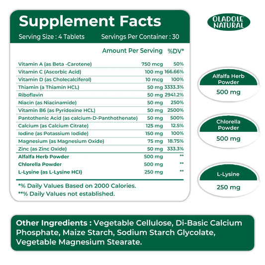 Oladole Natural Height Boost Tablets for Height Growth – 120 Tablets