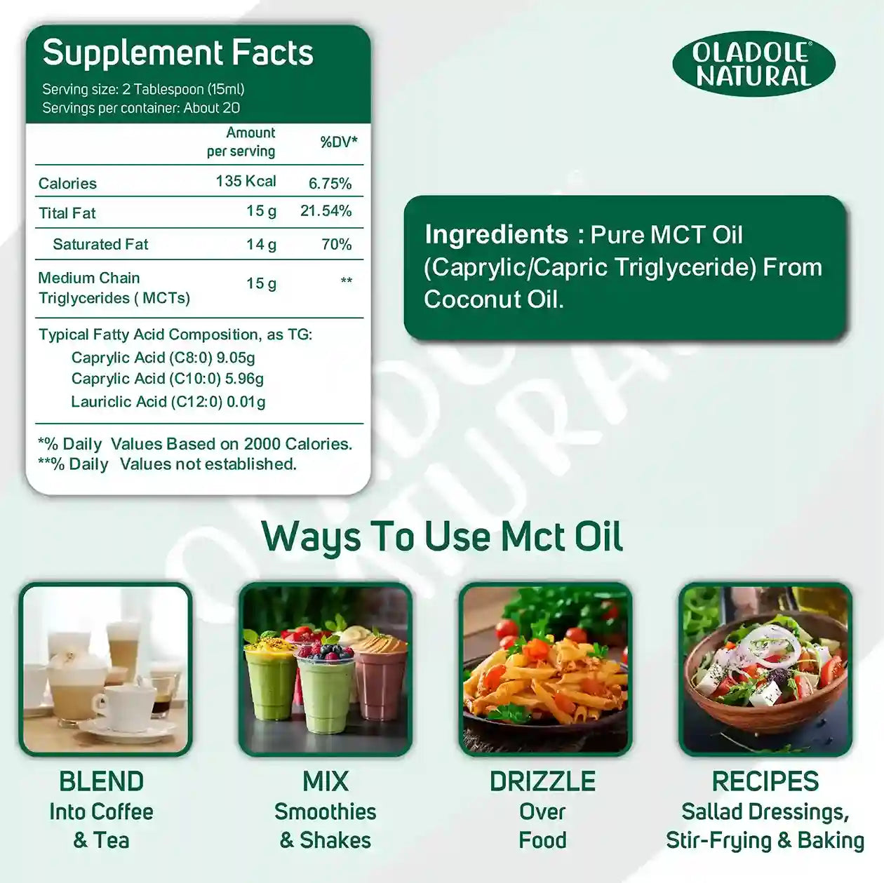 Oladole Natural Organic MCT Oil 300 ml