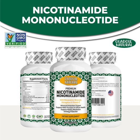 Oladole Natural NMN (Nicotinamide Mononucleotide) with Broccoli, Astragalus and Vitamin C