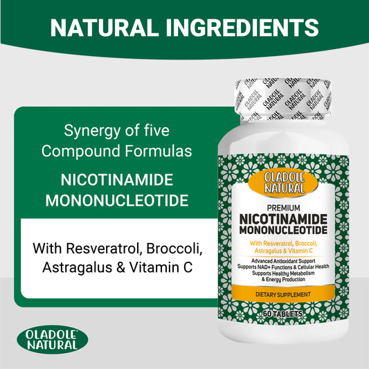 Oladole Natural NMN (Nicotinamide Mononucleotide) with Broccoli, Astragalus and Vitamin C