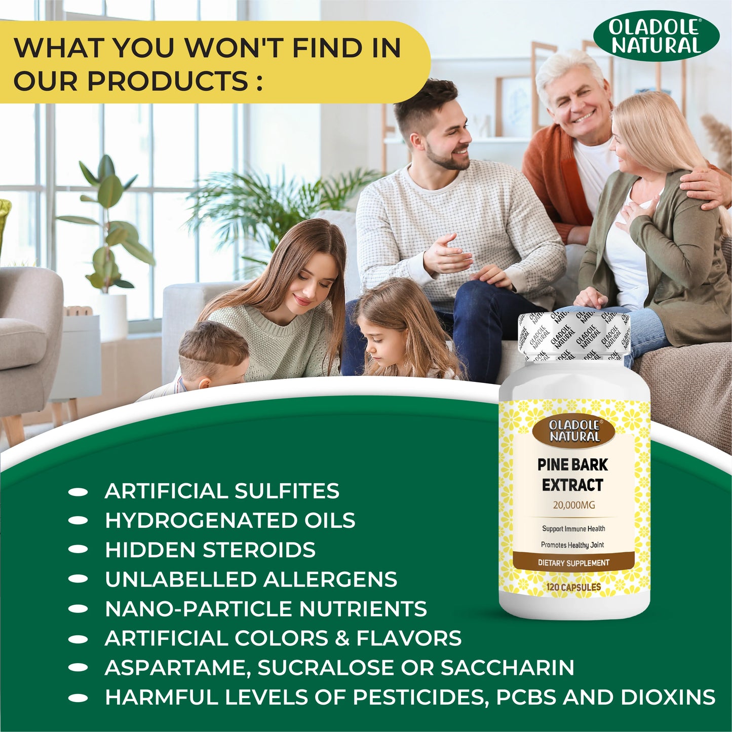 Oladole Natural Pine Bark Extract 500mg 120 Capsule