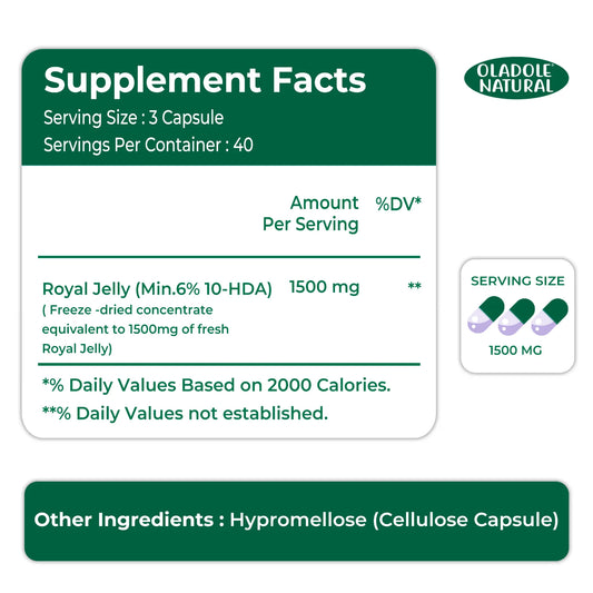 Oladole Natural Royal Jelly 1500mg - 120 Capsules
