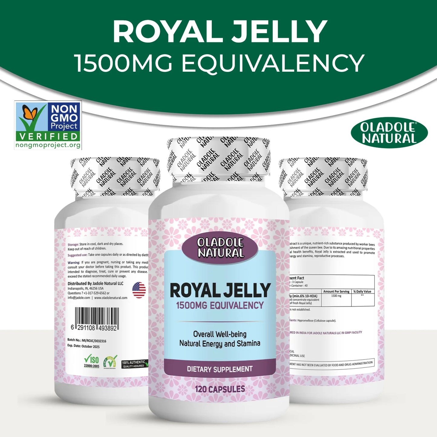 Oladole Natural Royal Jelly 1500mg - 120 Capsules