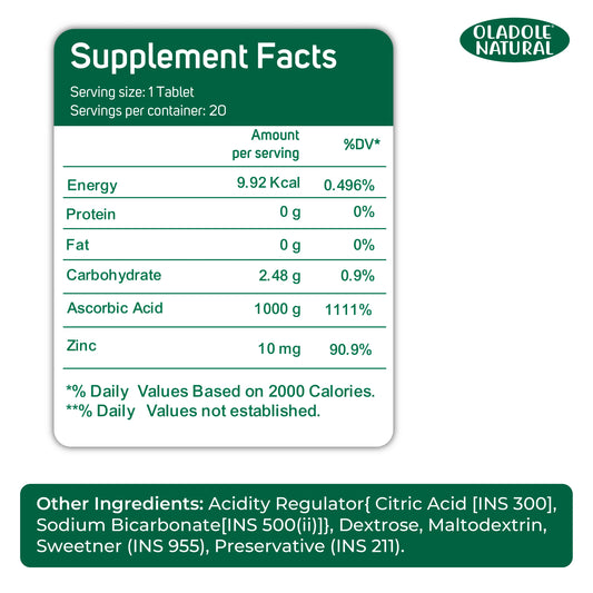 Oladole Natural Vitamin C Supplement Facts