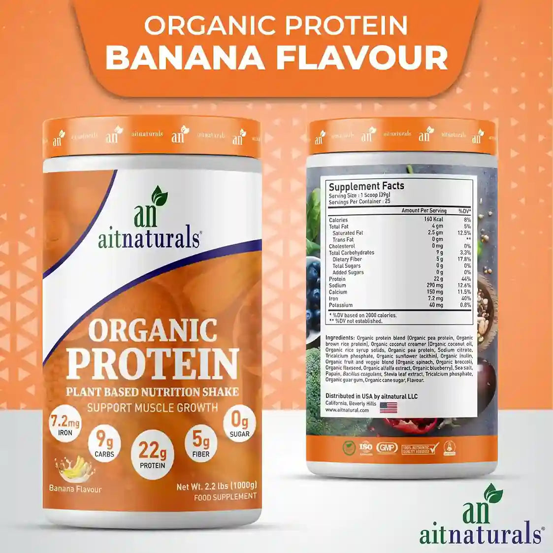 Aitnaturals Organic Protein - Banana Flavour