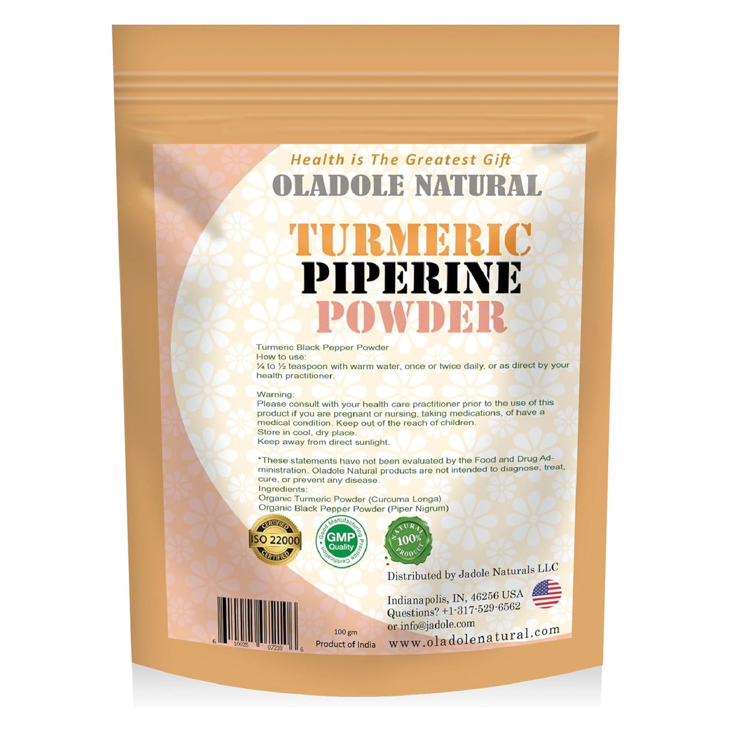 Oladole Natural Turmeric Black Pepper Powder 100g