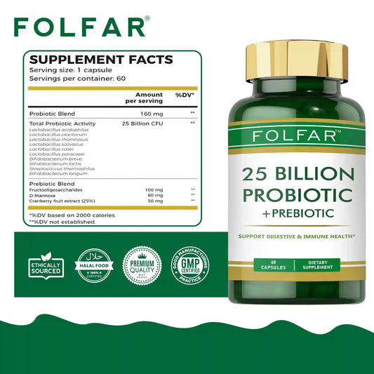 Folfar 25 Billion Probiotic & Prebiotic - 60 Capsules