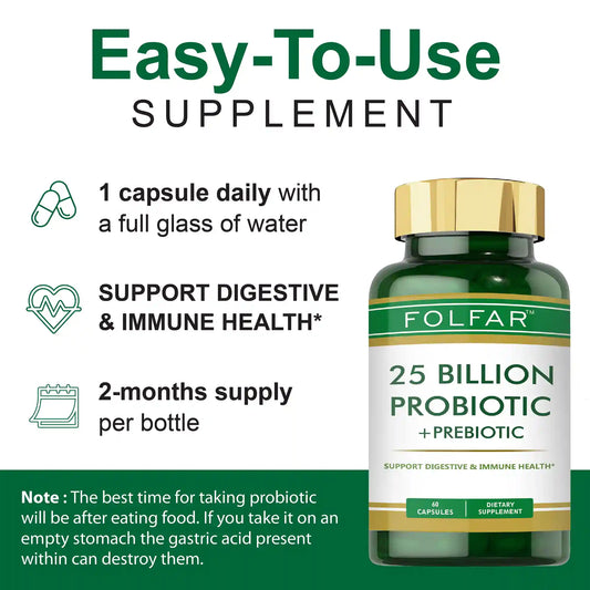 Folfar 25 Billion Probiotic & Prebiotic - 60 Capsules