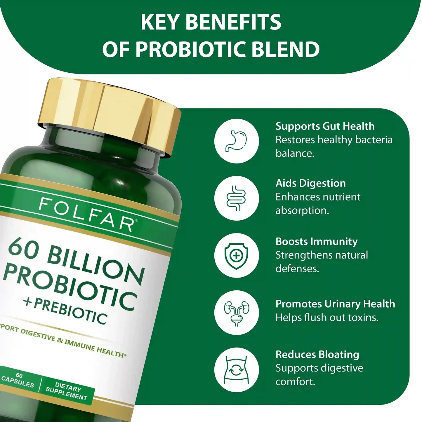 Folfar 60 Billion Probiotic & Prebiotic - 60 Capsules