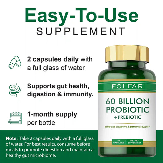 Folfar 60 Billion Probiotic & Prebiotic - 60 Capsules