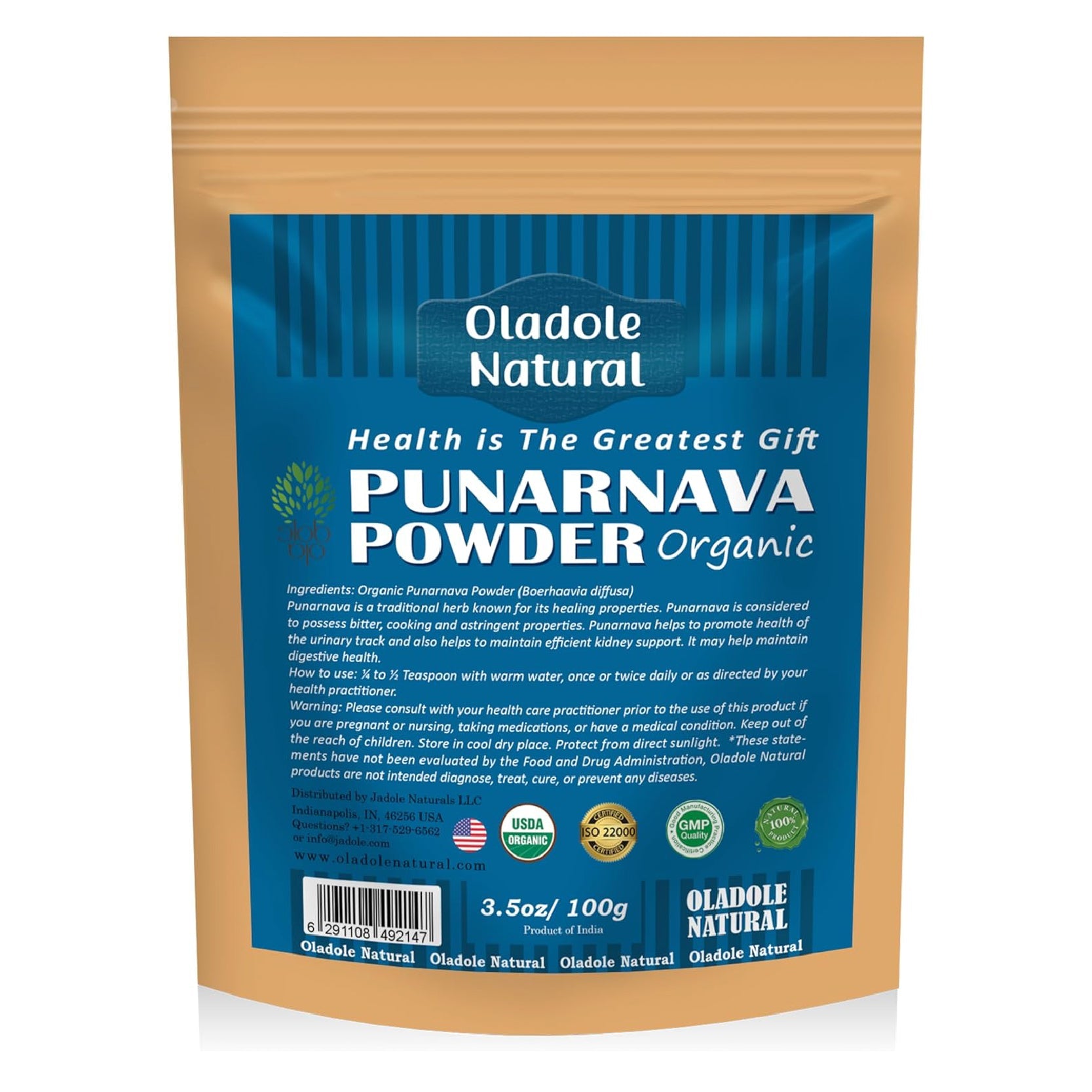 Oladole Natural Botanicals Punarnava Powder 100g