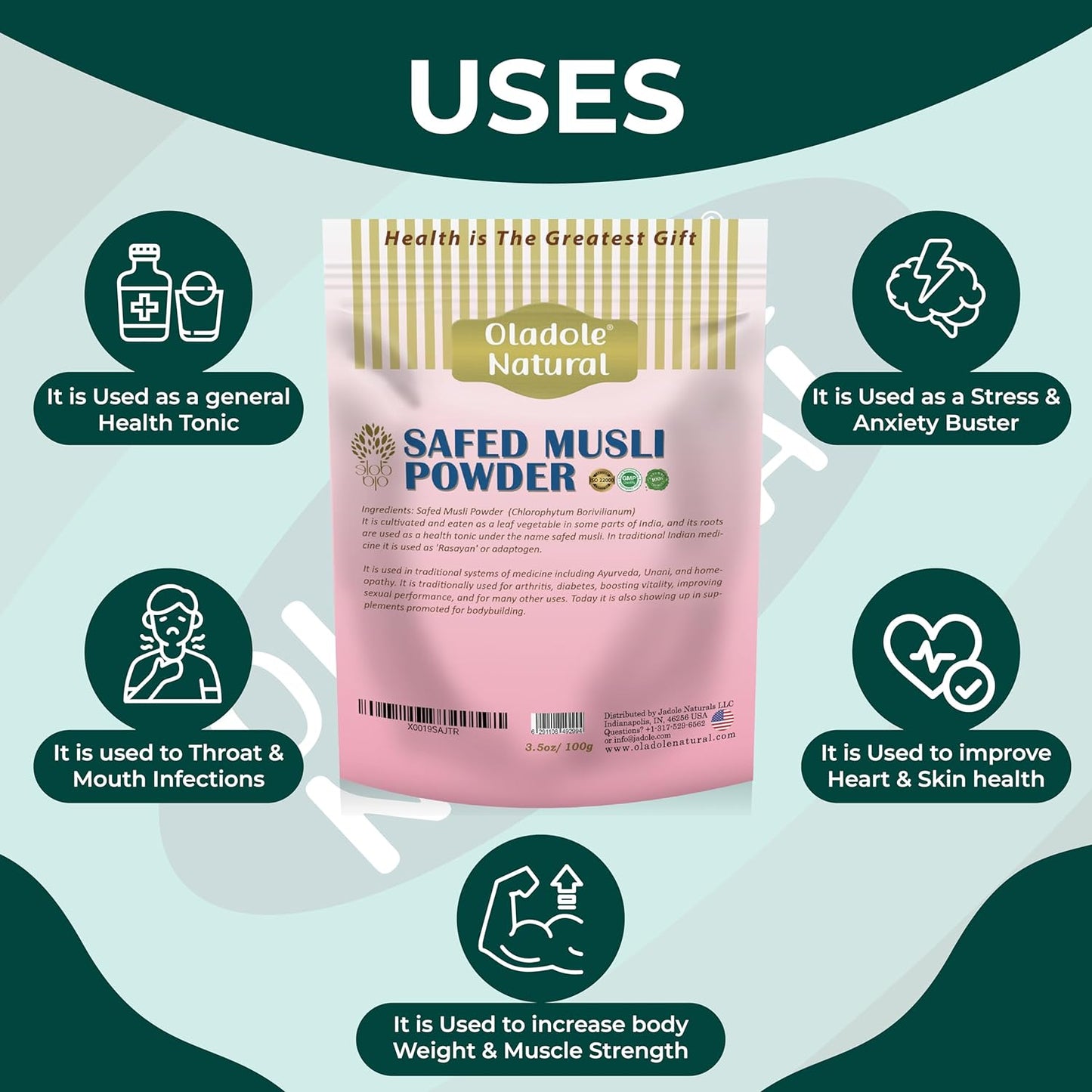 Oladole Natural Safed Musli Powder 100grams