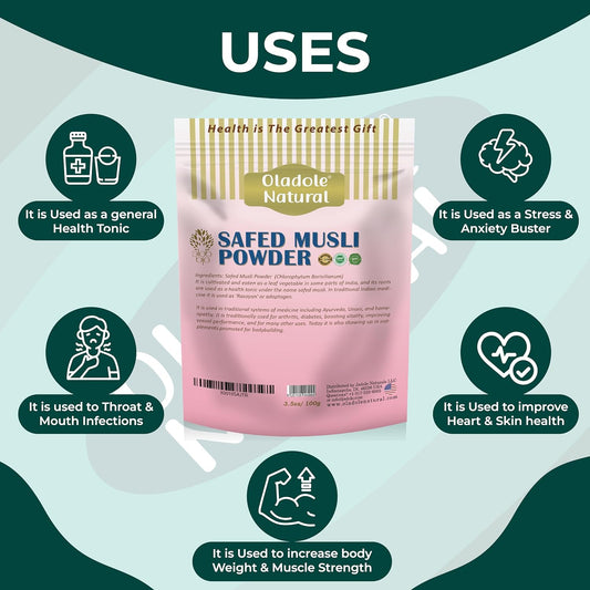Oladole Natural Safed Musli Powder 100grams