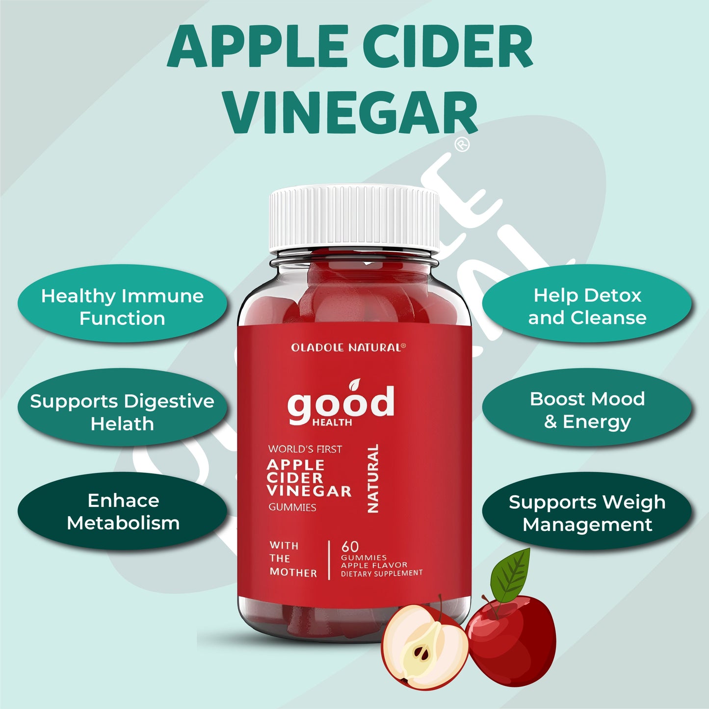 Apple Cider Vinegar Gummy Apple Flavour 60 Gummies