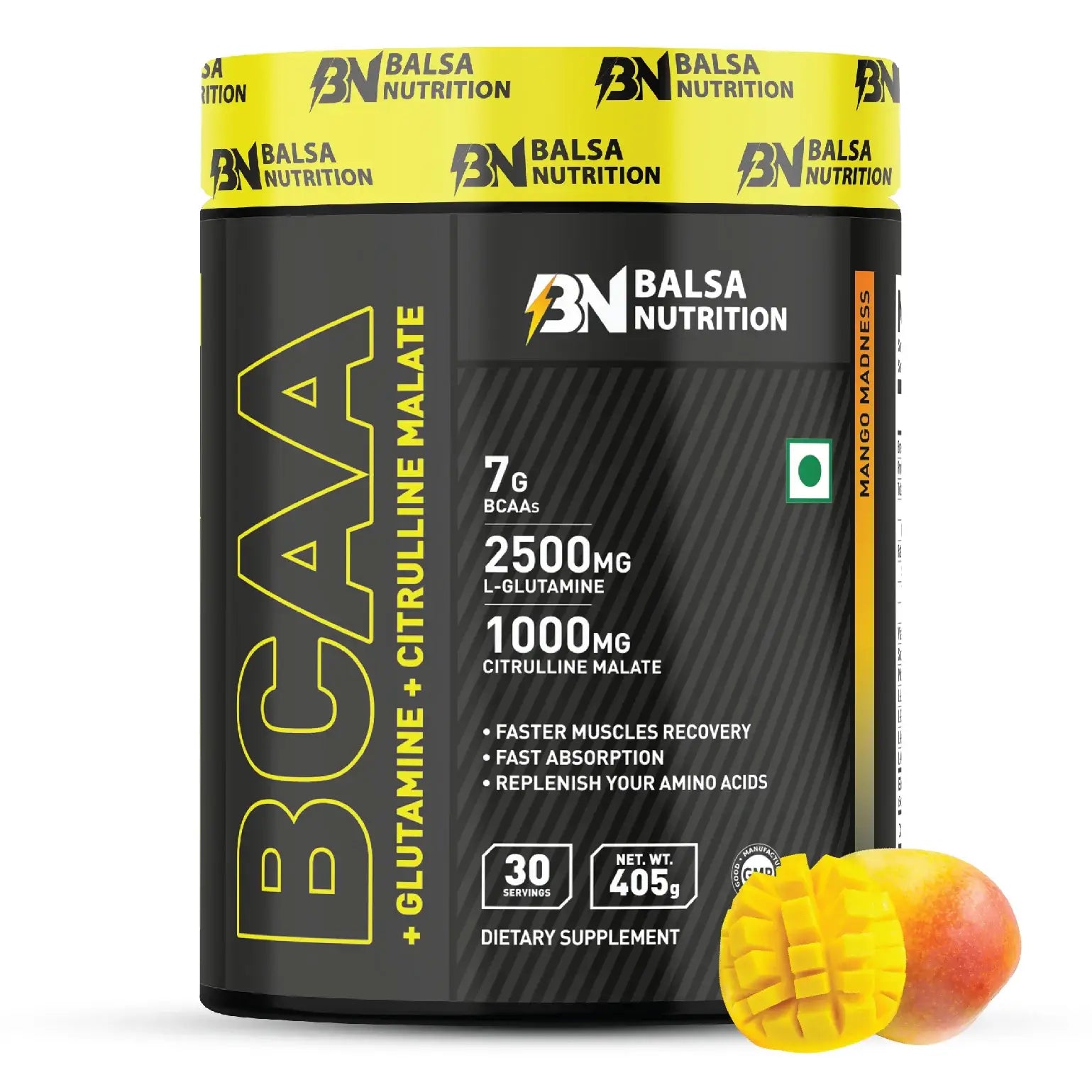 مسحوق الأحماض الأمينية المتشعبة BCAA مع الجلوتامين + مالات السيترولين من Balsa Nutrition - 405 جم 