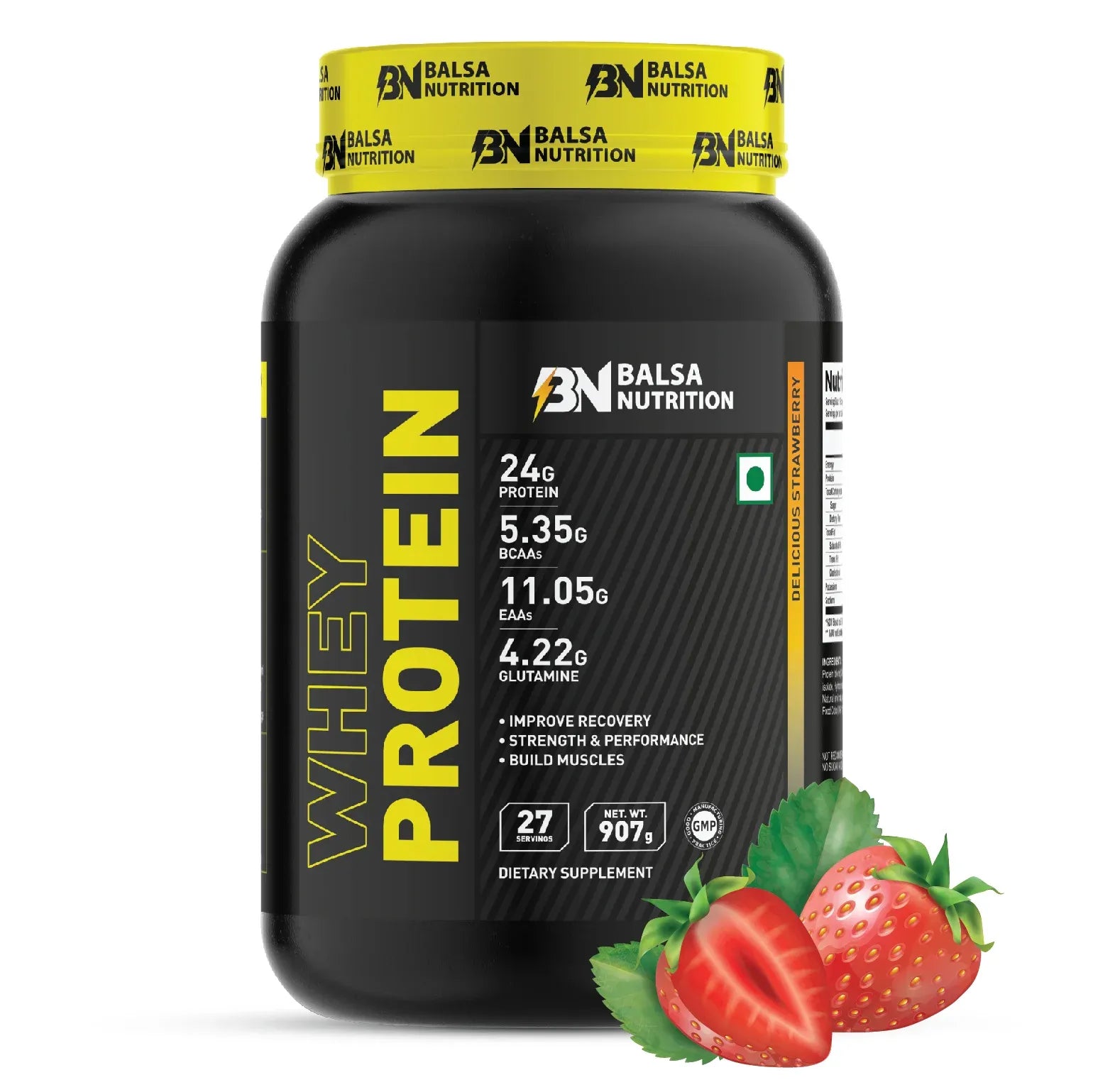 مسحوق بروتين مصل اللبن من Balsa Nutrition، 907 جم، بنكهة الفراولة اللذيذة 