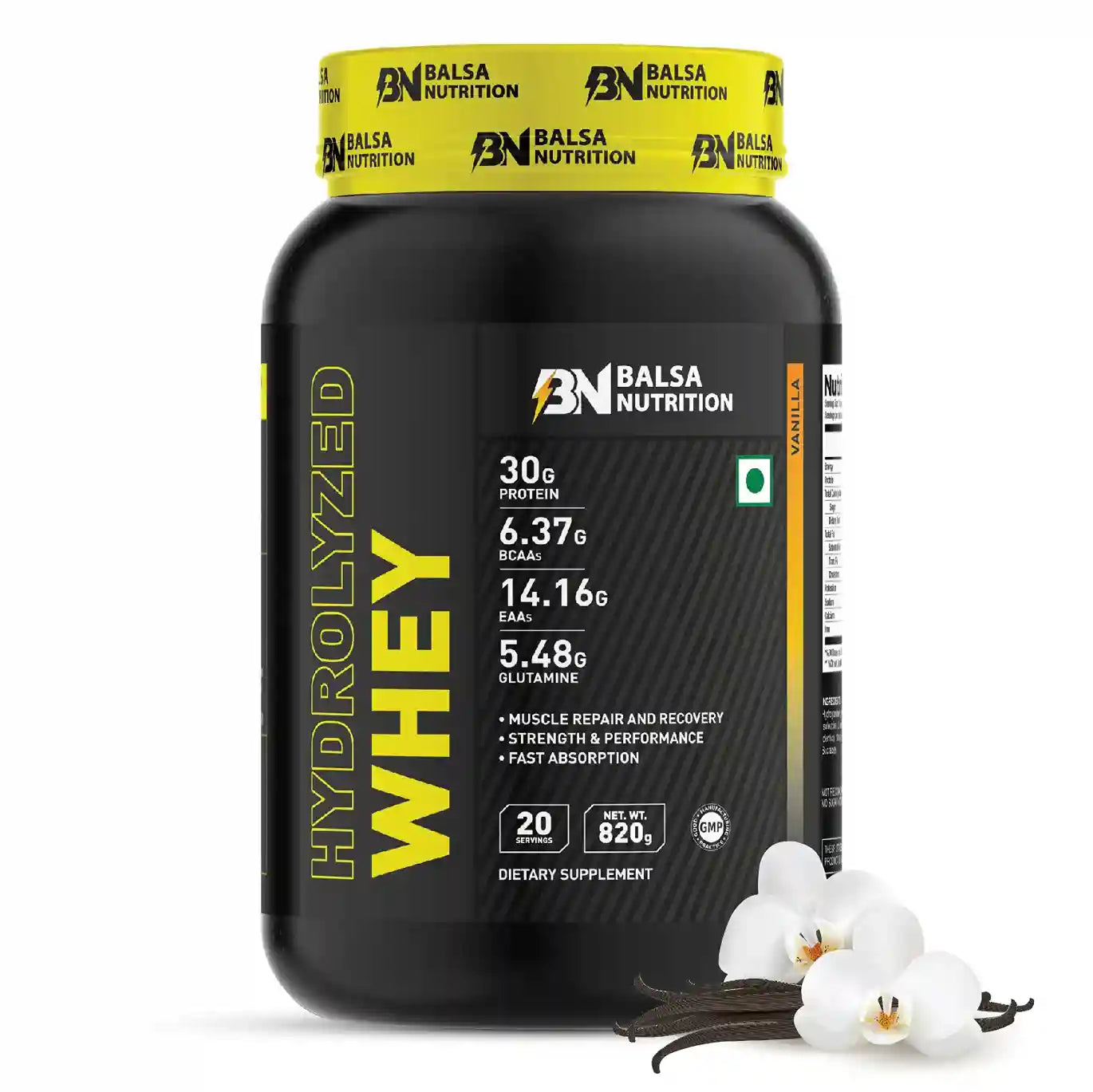 مسحوق بروتين مصل اللبن المُحلل من Balsa Nutrition بنكهة الفانيليا 820 جرام