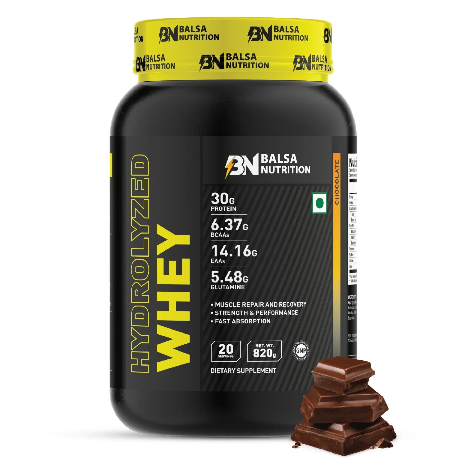 مسحوق بروتين مصل اللبن المُحلل من Balsa Nutrition بنكهة الشوكولاتة 820 جرام