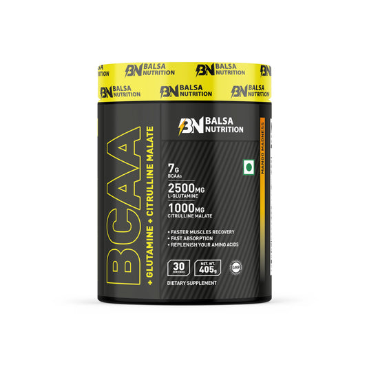 Balsa Nutrition BCAA With Glutamine + Citrulline Malate Powder- 405g
