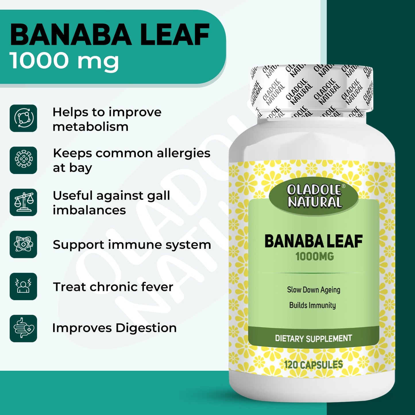 Banaba Leaf Extract 500 mg 120 Capsules