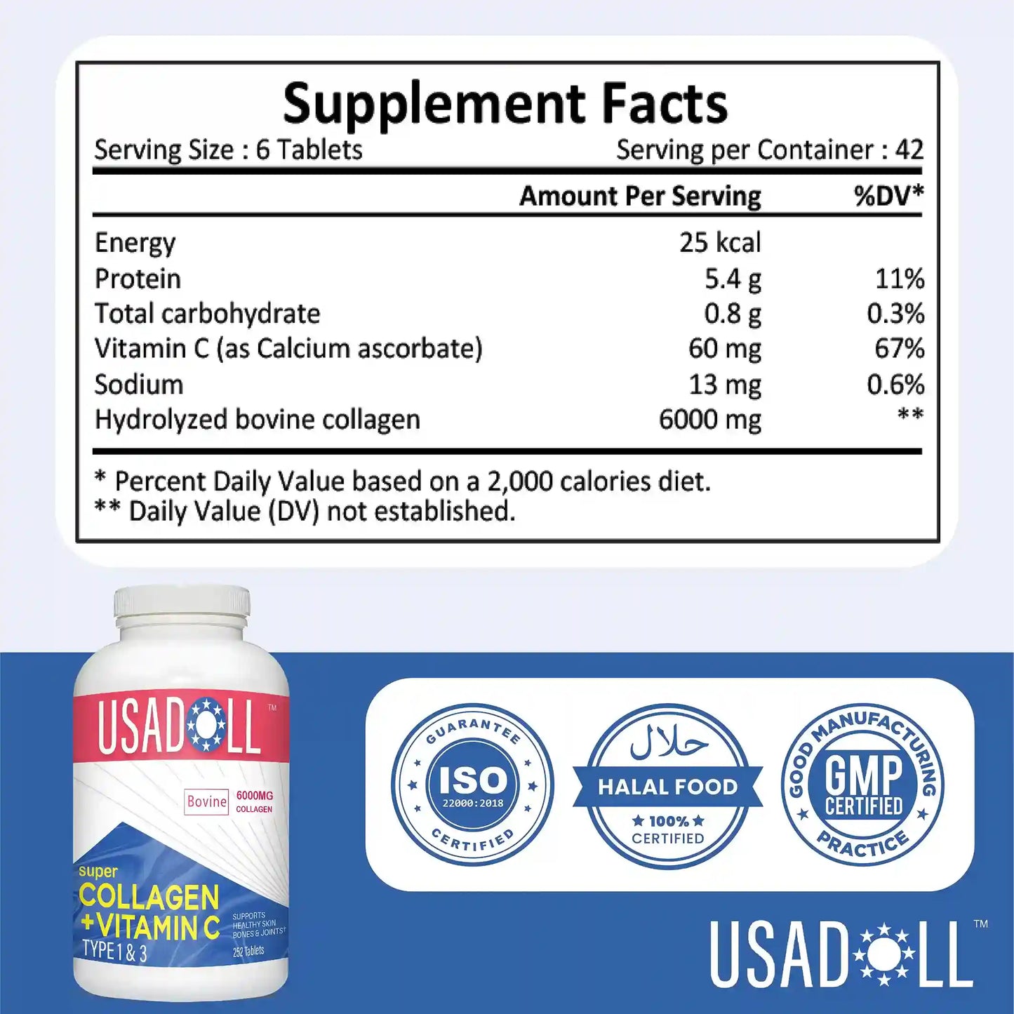 Usadoll Super collagen + Vitamin C - 252 Tablets