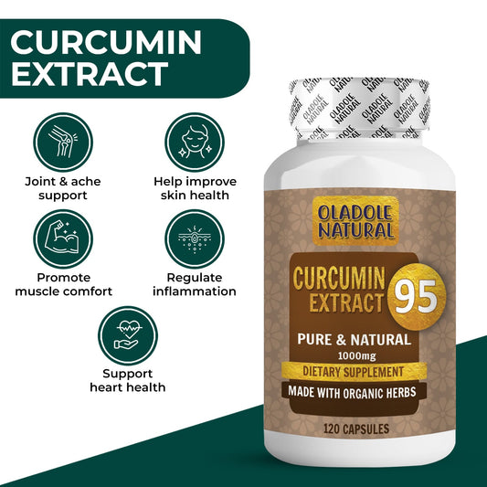 Oladole Natural Curcumin 95 Turmeric Extract 1000 mg, 120 Veg Capsules