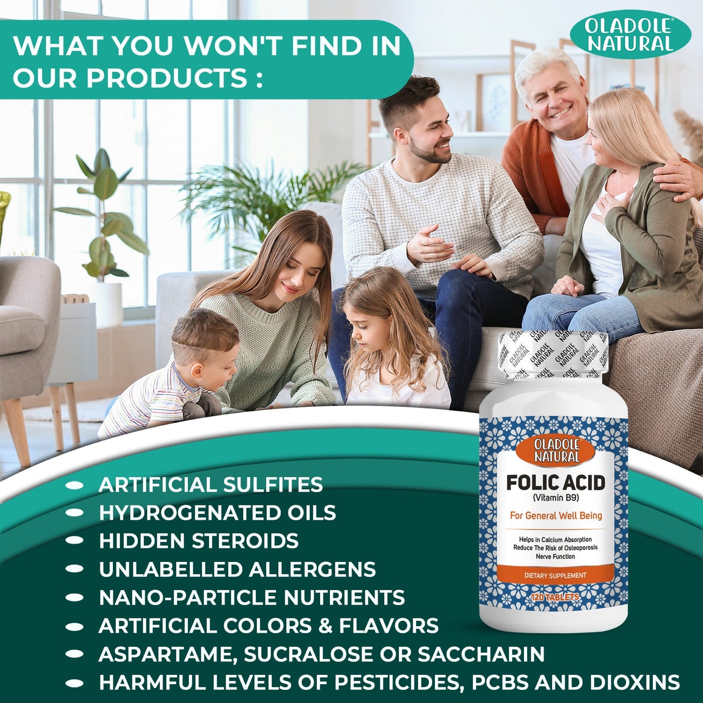 Folic Acid (Vitamin B9) 1000mcg 120 Tablets