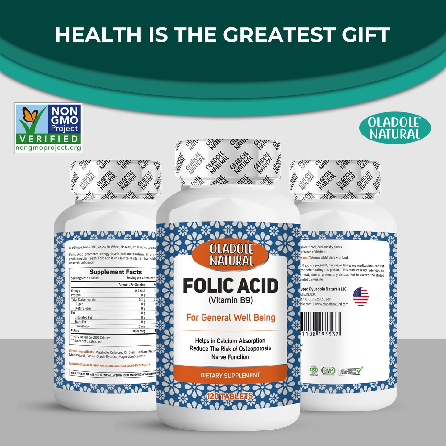 Folic Acid (Vitamin B9) 1000mcg 120 Tablets