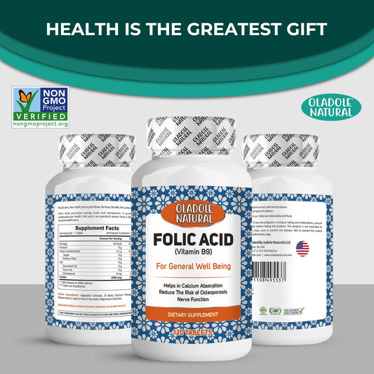 Folic Acid (Vitamin B9) 1000mcg 120 Tablets