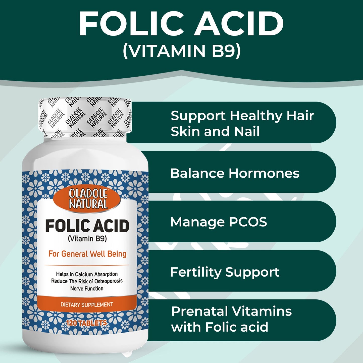 Folic Acid (Vitamin B9) 1000mcg 120 Tablets