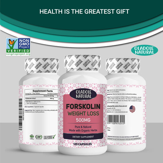 Oladole Natural Forskolin Extract for Weight Loss 500mg 120 Capsules