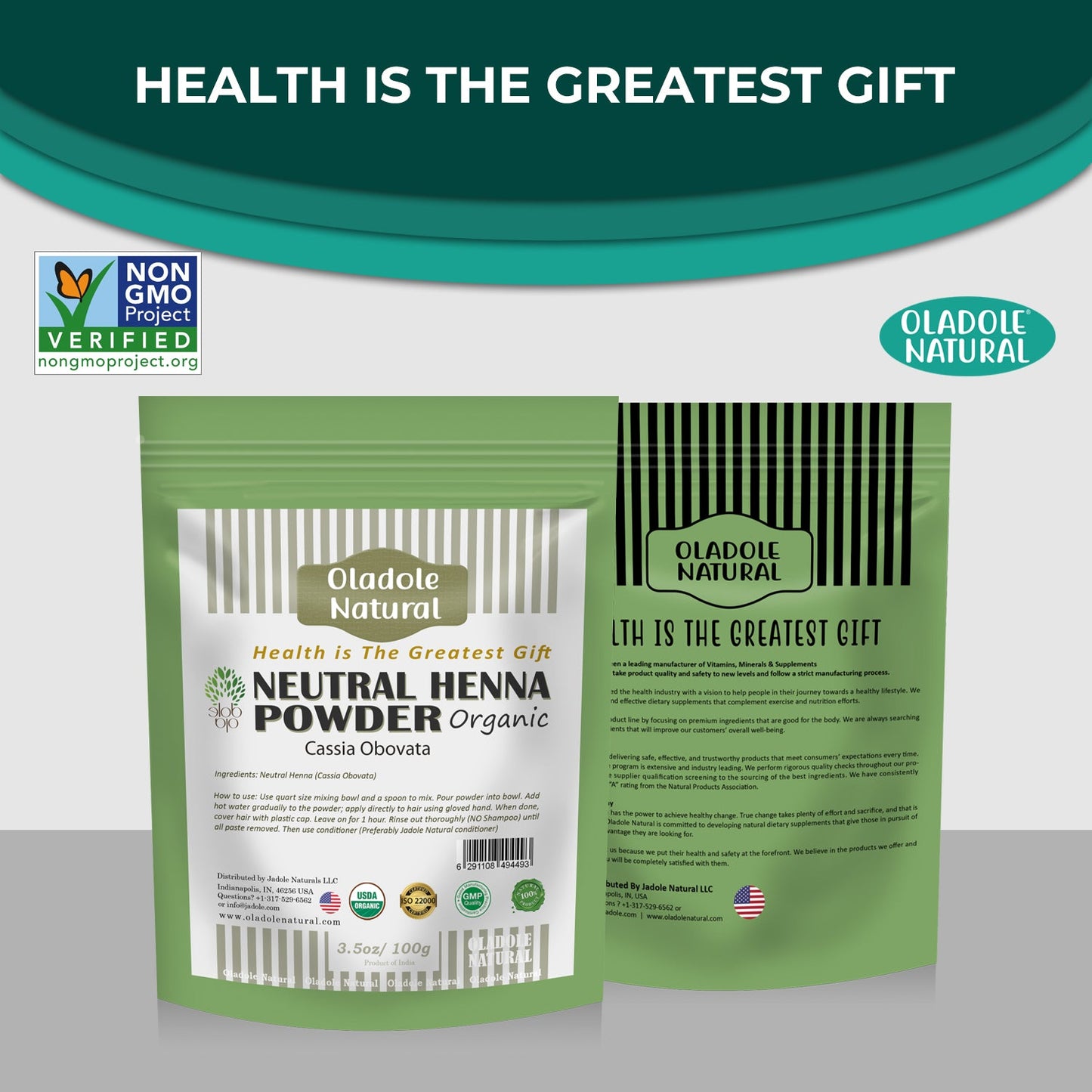 Oladole Natural Neutral Henna Powder Organic Cassia obovate 100g