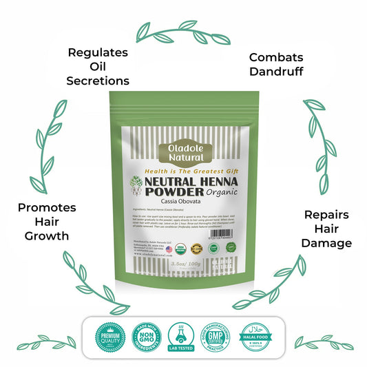 Oladole Natural Neutral Henna Powder Organic Cassia obovate 100g