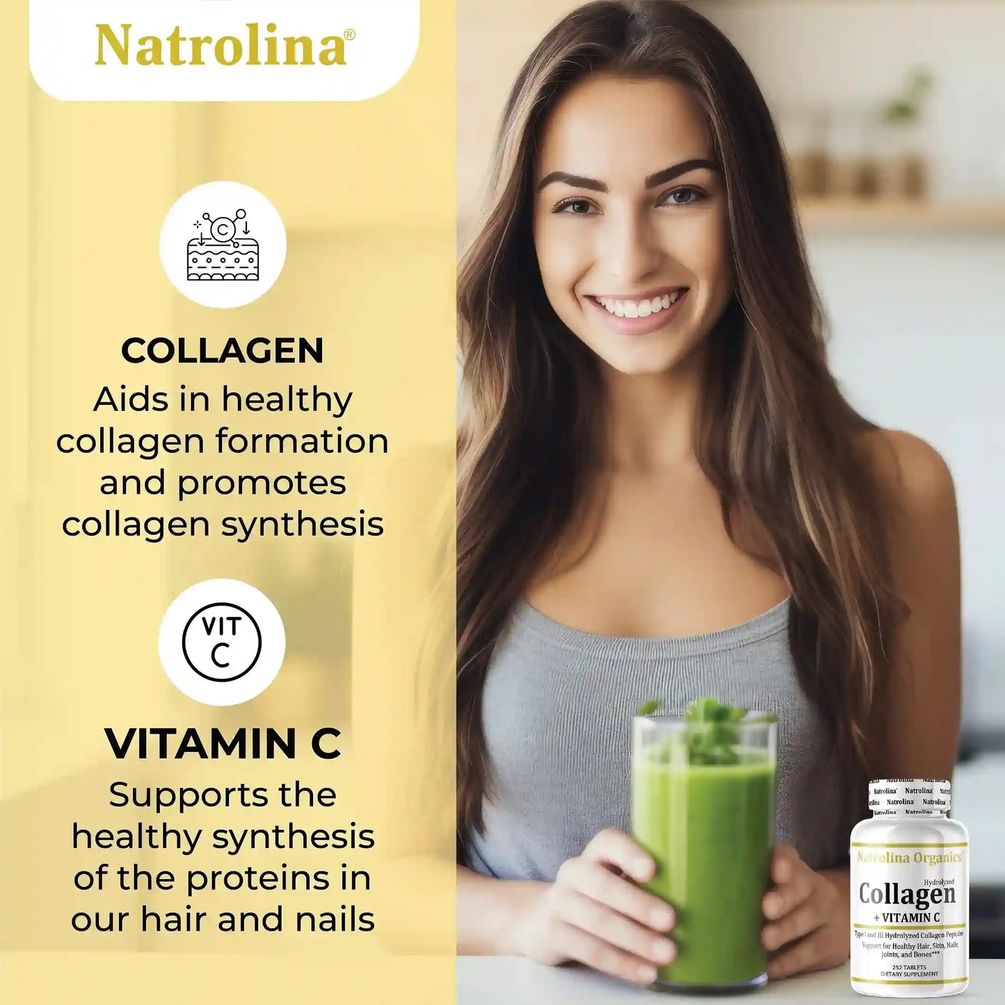 Natrolina Super Collagen 6000mg,Vitamin C 250Tablets