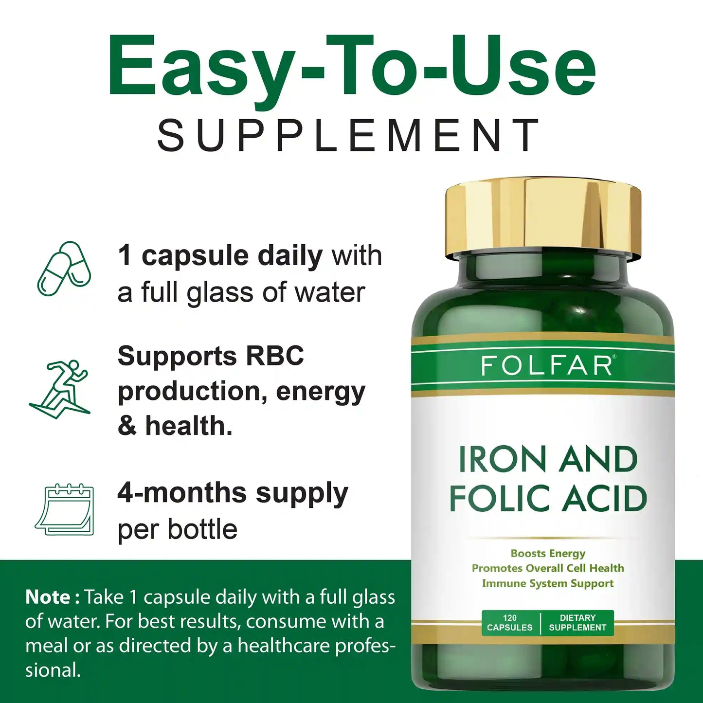 Folfar Iron+Folic Acid 120 Capsules