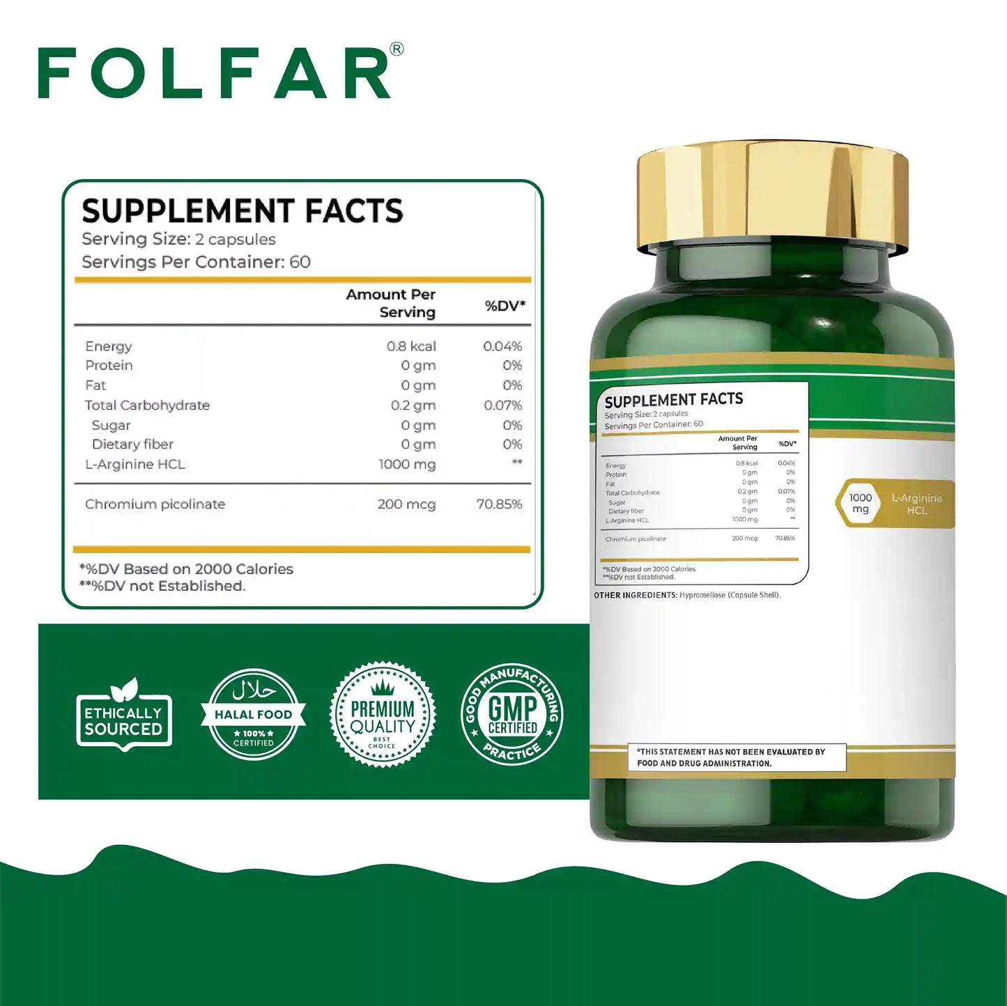Folfar L-Arginine -120 Capsules