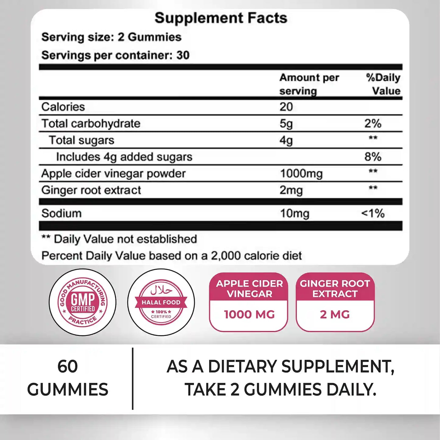 Lilfull Apple Cider Vinegar 1000mg 60 Vegan Gummies