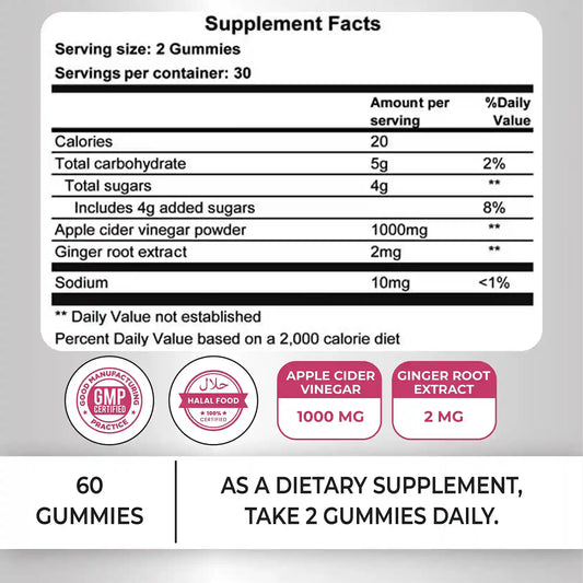 Lilfull Apple Cider Vinegar 1000mg 60 Vegan Gummies