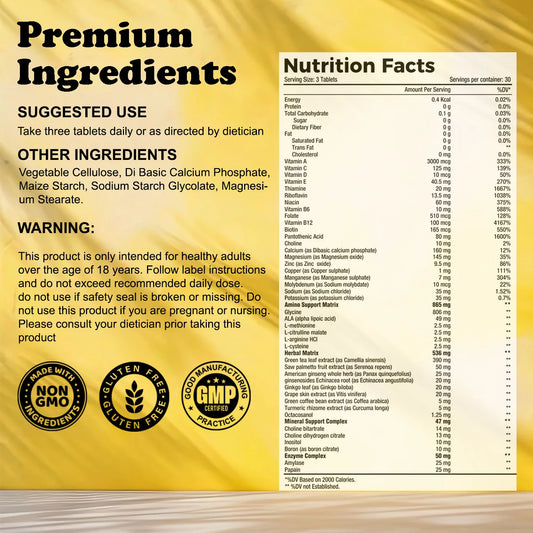 Multivitamin Supplements for Men 90 Tablets,865mg