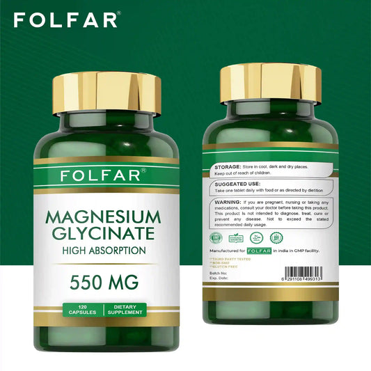 Folfar Magnesium Glycinate 550mg, 120 capsules