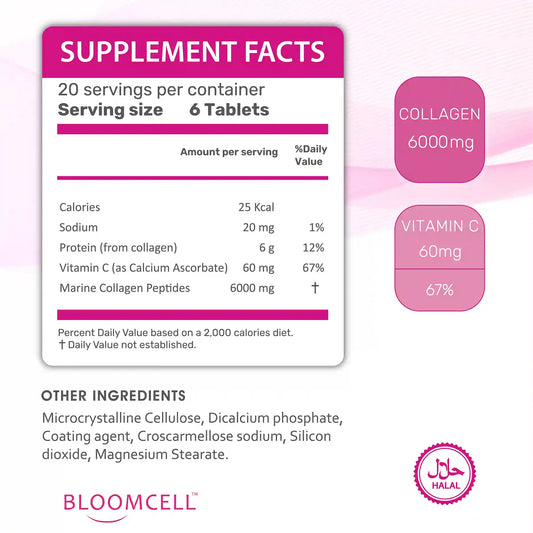 Bloomcell Marine Collagen + Vitamin C-120 Tablets