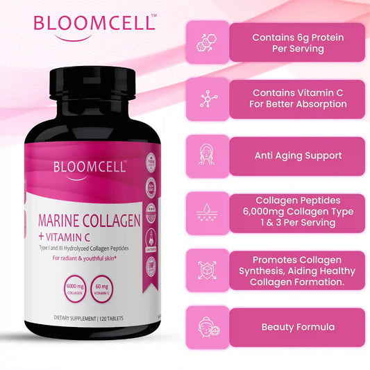Bloomcell Marine Collagen + Vitamin C-120 Tablets