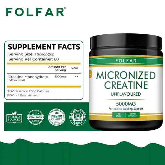 Folfar Creatine Monohydrate Powder- 300g (Unflavored)