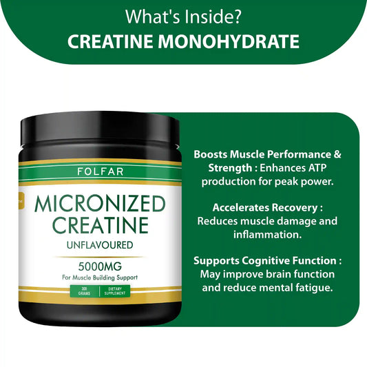 Folfar Creatine Monohydrate Powder- 300g (Unflavored)