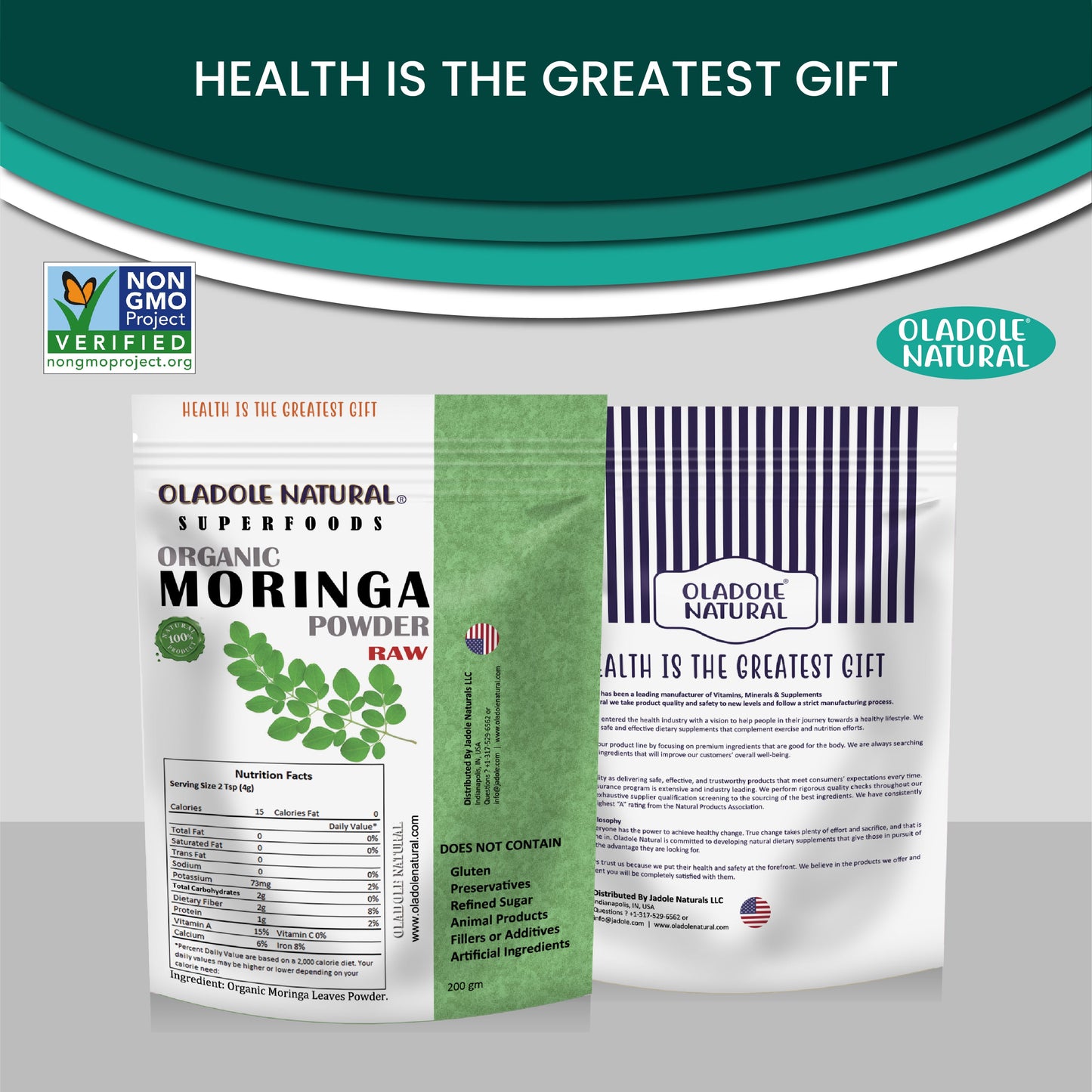 Oladole Natural Raw Organic Moringa Leaf Powder 200g